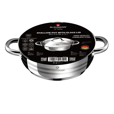 Cratita inox cu capac, BL-1002A, 22 cm, 2.75...