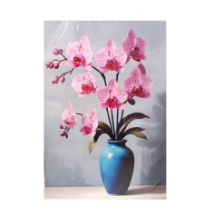 Tablou decorativ cu orhidee si pietre, 50 x 70 x 1.5,...