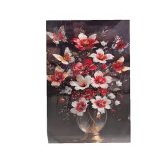 Tablou decorativ cu flori, fluturasi si pietre, 50 x 70 x...