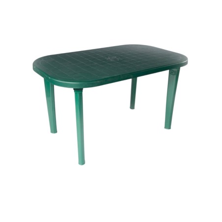 Masa fixa pentru gradina STERK din plastic, ovala, verde, 6 persoane, 140 x 70 x 70 cm