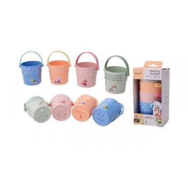 Joueco - Set 4 galetuse de baie si pentru stivuit, 17 cm, 0 luni+, Multicolor Joueco - produs de calitate si ieftin