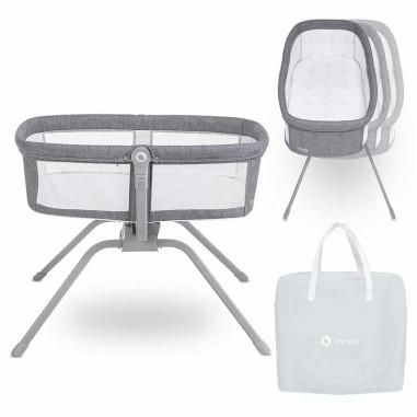 Patut balansoar Malin, 3 in 1, Pliabil, 0-9 kg, Geanta Transport, Asamblare Rapida, Ultra-Usor, Gri Lionelo - produs de calitate