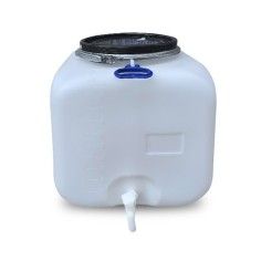 Bidon Rezervor 100 litri, Sterk Plastic, patrat cu cerc metalic si robinet, 50x50x50 cm, plastic alb sau albastru - Sterk produs