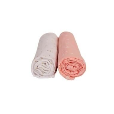 Set 2 scutece din muselina YappyBlush&Blanc, Refolosibile si cu multiple utilizari, bumbac, mare, 70x100cm, Roz_Alb YappyKids - 