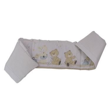 Aparatoare laterala patut 120x60 cm, Cu umplutura antialergica, 180 x 32 cm, Teddy Play Bej M1 BabyNeeds - produs de calitate si