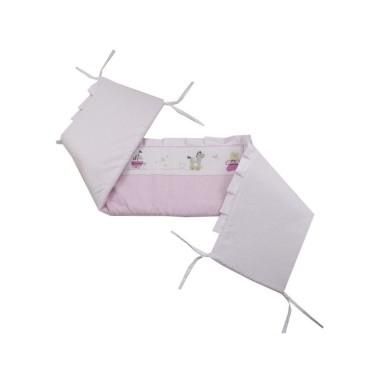 Aparatoare laterala patut 120x60 cm, Cu umplutura antialergica, 180 x 32 cm, Teddy Play Pink M2 BabyNeeds - produs de calitate s