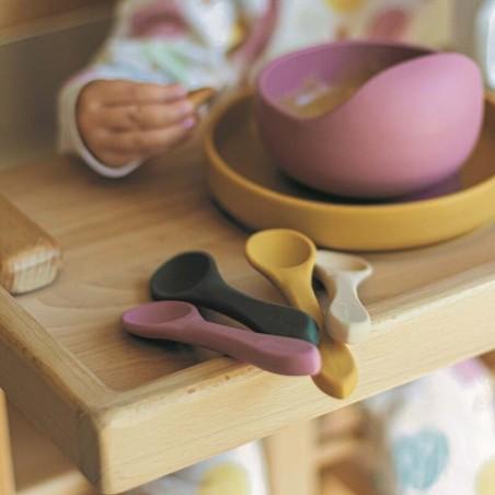 Set tacamuri din silicon fara BPA, Take&Match, 6 luni+, Verde inchis Petite&Mars - produs de calitate si ieftin