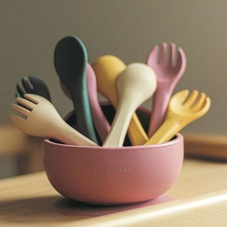 Set tacamuri din silicon fara BPA, Take&Match, 6 luni+, Verde inchis Petite&Mars - produs de calitate si ieftin