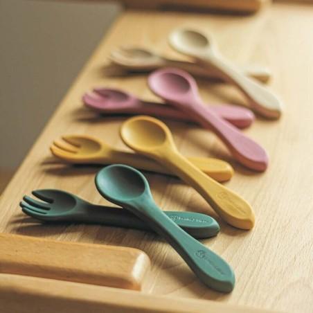 Set tacamuri din silicon fara BPA, Take&Match, 6 luni+, Verde inchis Petite&Mars - produs de calitate si ieftin