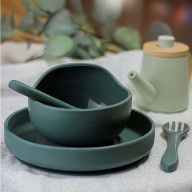 Set tacamuri din silicon fara BPA, Take&Match, 6 luni+, Verde inchis Petite&Mars - produs de calitate si ieftin