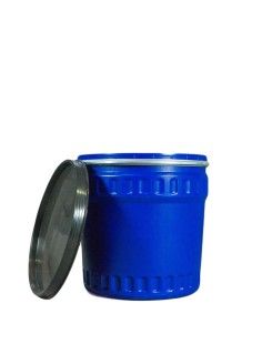 Bidon 120 litri, conic, cu cerc metalic, Sterk, Plastic Albastru