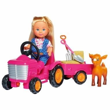 Set Simba Papusa Evi Love 12 cm, tractor cu remorca si accesorii