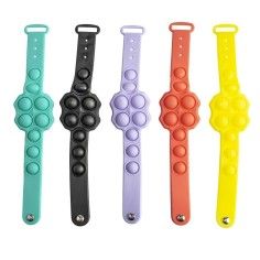 Jucarie senzoriala antistres, bratara de mana pentru copii, Pop It Now and Flip It, 25,5 cm, diverse culori - GimiHome produs de