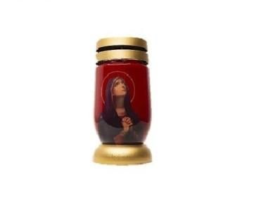 Candela mare Bolsius, din sticla cu capac, Maica Domnului Fecioara Maria