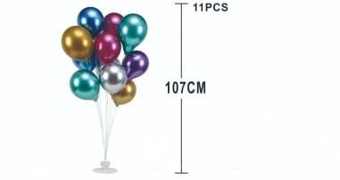 Set de 11 baloane multicolore, cu suport, 107 cm - Mirific Party produs de vanzare-poza- 1