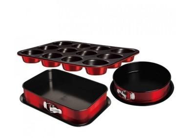 Set 3 tavi pentru cuptor, Burgundy Metallic Line, BerlingerHaus, BH7635