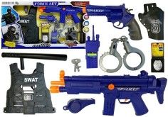 Set de joaca pentru copii, pusca, pistol si accesorii politie, Swat, LeanToys, 4872