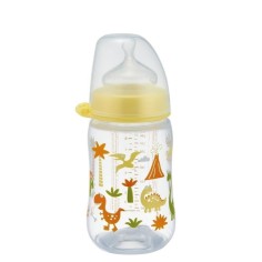 Biberon cu gat larg si tetina anti-colici rotunda din silicon moale, 260 ml, debit mediu (M), de la 0 luni, nip 35040 NIP - prod