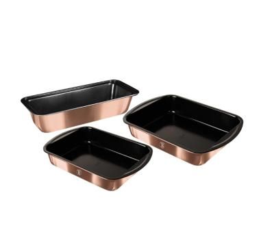 Set tavi pentru cuptor, 3 piese, Metallic Line Rose Gold Edition Berlinger Haus BH 7630