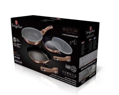 Set 3 tigai cu maner detasabil, Berlinger Haus, Aluminiu/Granit, Rose gold BH 7038