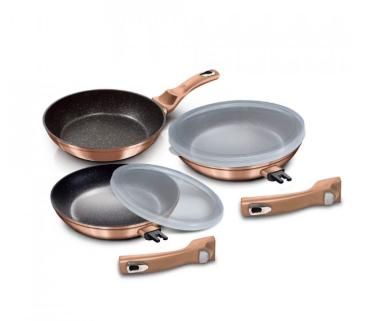 Set tigai cu maner detasabil (5 piese) Rose Gold Metallic Line BerlingerHaus BH 7054