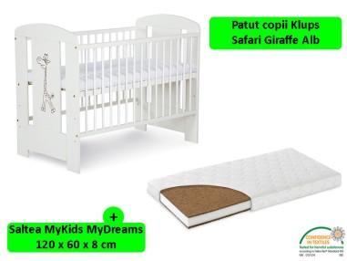 idei si jucarii calitative pentru copii, baieti si fete Patut Klups Safari Giraffe Alb + Saltea 8 MyKids MyDreams II KLUPS 