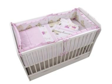 idei si jucarii calitative pentru copii, baieti si fete Lenjerie MyKids Teddy Play Pink M1 4+1 Piese 120x60 MyKids 