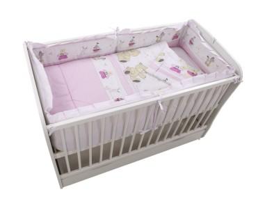 idei si jucarii calitative pentru copii, baieti si fete Lenjerie MyKids Teddy Play Pink M2 4+1 Piese 120x60 MyKids 