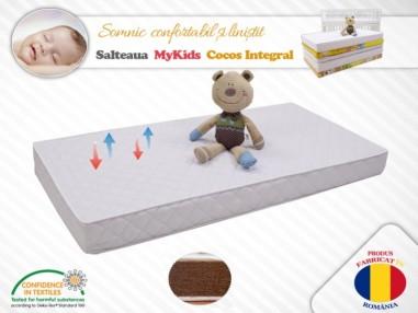 idei si jucarii calitative pentru copii, baieti si fete Saltea MyKids Fibra De Cocos Integral 140x70x10 Husa Microfibra Matlasat