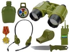 Set de joaca pentru copii, pistol cu toc, binoclu si diverse accesorii de armata, LeanToys, 7865 - LeanToys produs de vanzare-po
