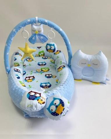 idei si jucarii calitative pentru copii, baieti si fete Babynest Plush MyKids 0115 Owls Blue MyKids 