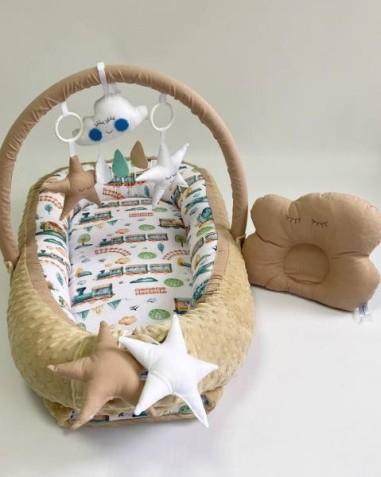 idei si jucarii calitative pentru copii, baieti si fete Babynest Plush MyKids 0190 Train Beige MyKids 