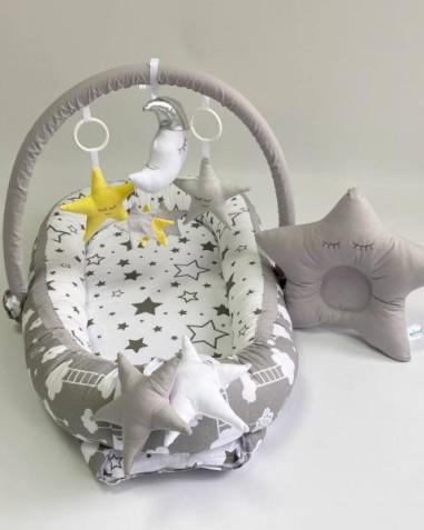 idei si jucarii calitative pentru copii, baieti si fete Babynest Standard MyKids 0196 Stars Gray MyKids 