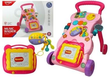 Antepremergator multifunctional pentru bebe, cu centru de activitati, roz, LeanToys, 5995