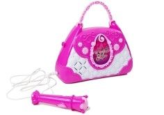 Gentuta karaoke roz, cu microfon si USB, pentru fetite, LeanToys, 7829