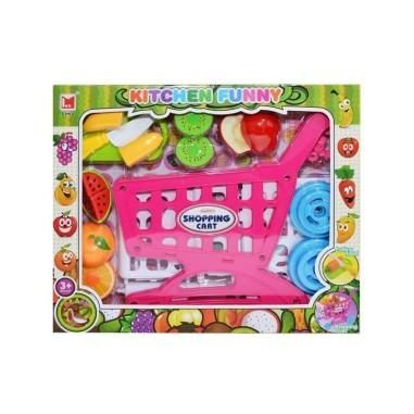 Carucior De Cumparaturi pentru copii, + Fructe Pretaiate - Roben Toys produs de vanzare-poza- 1