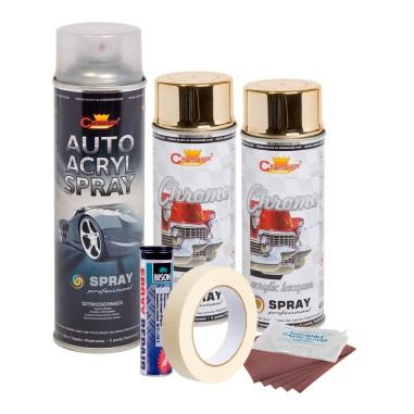 Kit complet reparatie si vopsire jante culoare Auriu Metalic, V2