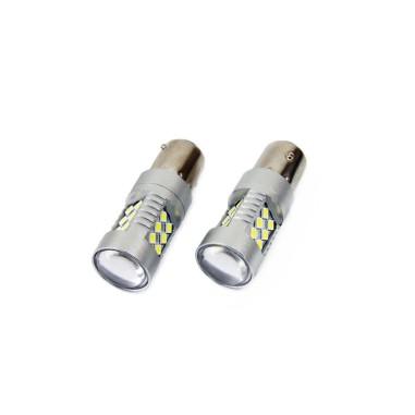 Set becuri auto cu LED CANBUS P21W BA15S 24 SMD 6.2W Alb 12/24V