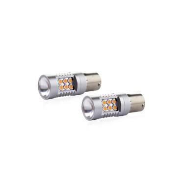 Set becuri auto cu LED CANBUS P21W BA15S 24 SMD 6.2W Orange 12/24V