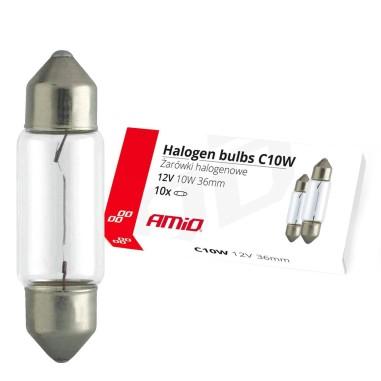 Set 10 becuri cu halogen C10W Festoon, 36mm, 12V