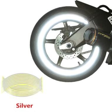 Set 16 ornamente Reflectorizante pentru jante auto, moto, culoare Argintiu