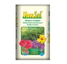 Pamant de flori universal, Florasol, pentru plante in ghiveci, 40 L pentru flori balcon, interior sau exterior
