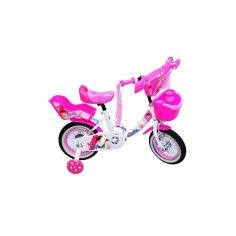 Bicicleta pentru fete, cadru metalic, LED, scaun papusi, 14", Roz - Roben Toys produs de vanzare-poza- 1