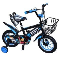Bicicleta pentru copii, cadru metalic, cos depozitare, roti ajutatoare, BB Fort 12", Albastra - Roben Toys produs de vanzare-poz