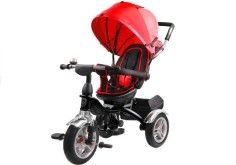 poza profil 1 Tricicleta cu pedale pentru copii, cu scaun rotativ si copertina rosie, LeanToys, 7671