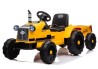 Tractor electric cu remorca pentru copii, galben, 2 motoare, greutate maxima 35 kg