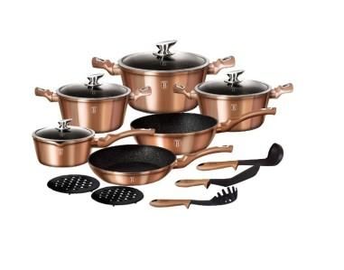 Set gatit oale, cratite si tigai, 15 piese Berlinger Haus Rose Gold BH/1224N