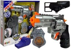 Set de joaca pentru copii, pistol cu toc, insigna si fluier de armata, LeanToys, 7868 cu toate accesoriile