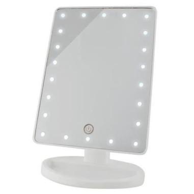 Oglinda cosmetica, cu LED, unghi reglabil, nivel iluminare reglabil, alb, 4xAA, 16.5x12.5x26 cm, Isotrade