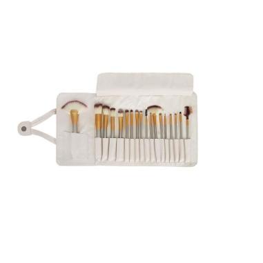 Pensule de machiaj, multifunctional, husa alba, set 18 piese, Isotrade